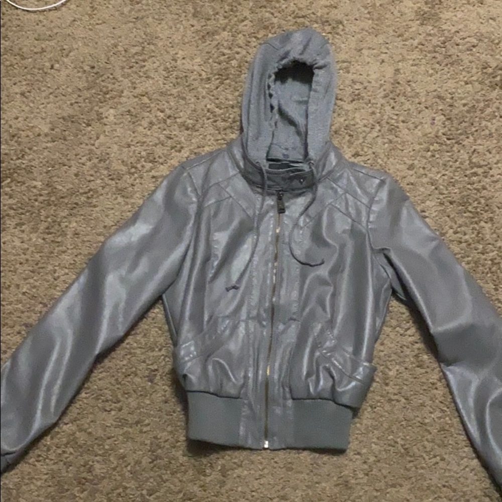 Therapy gray faux leather jacket